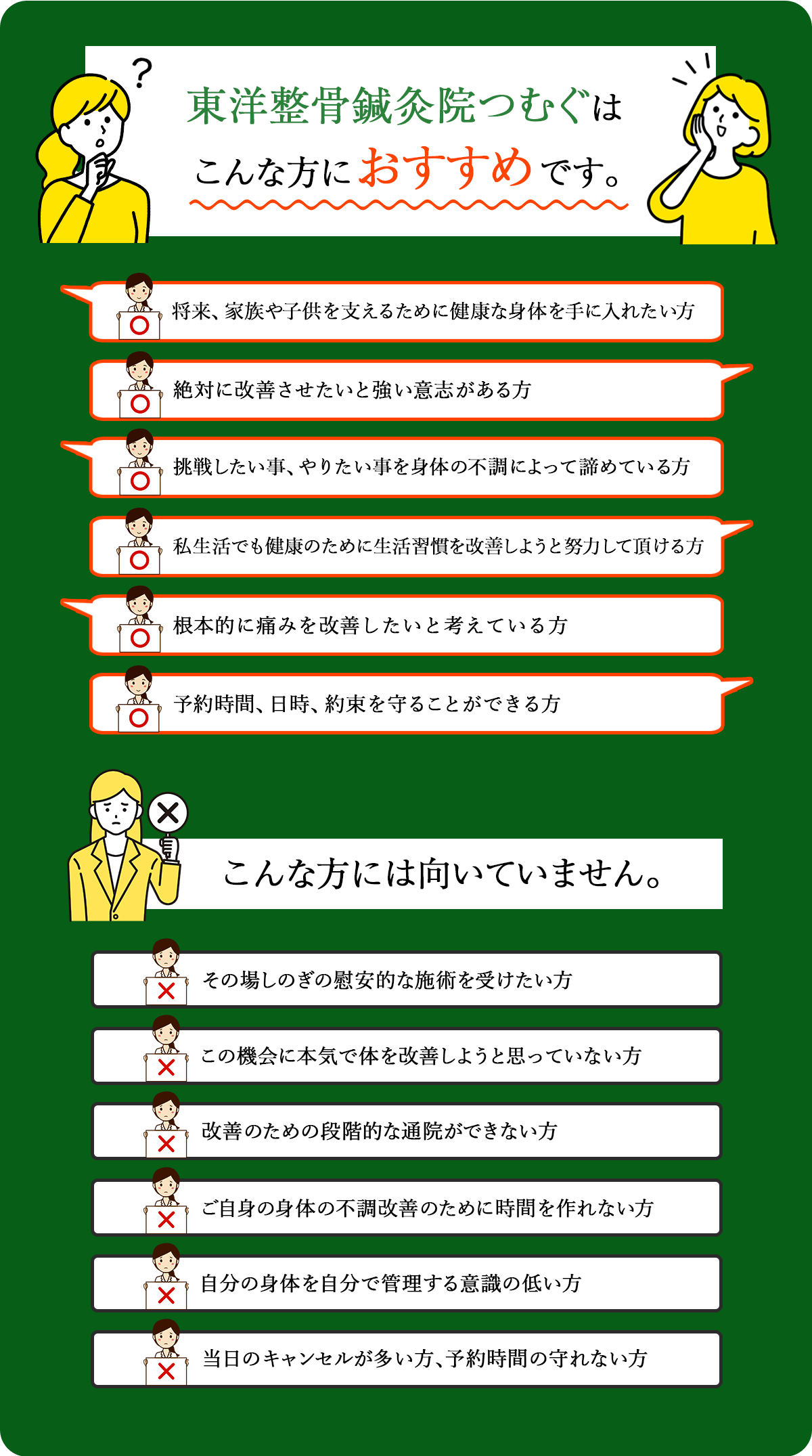 東洋整骨鍼灸院つむぐはこんなかたにおすすめします。